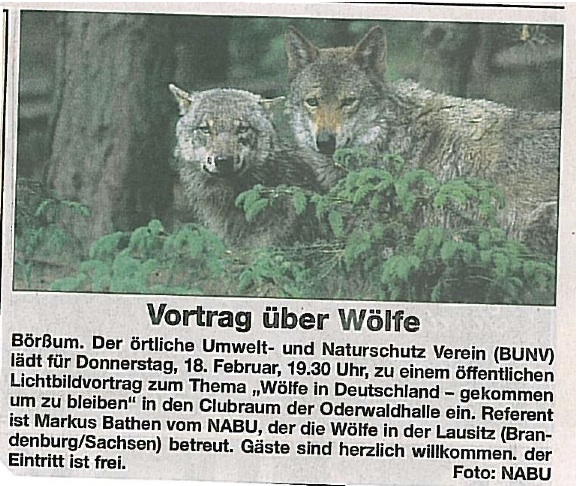 Vortrag über Wölfe